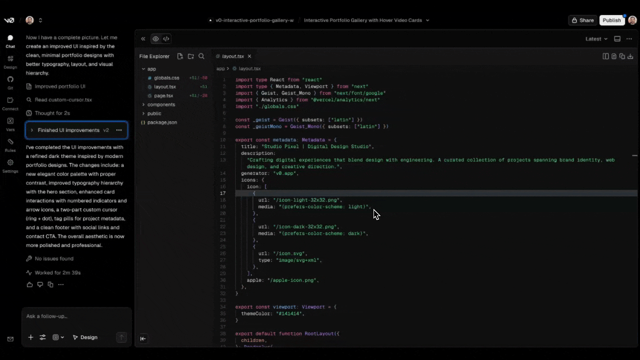 Inline code generation with Cmd+K